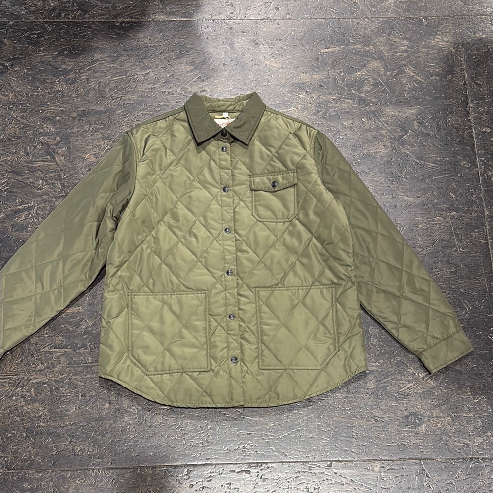Schott NYC olive green down Quilted Shirt Jacket